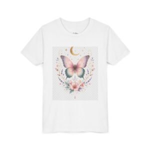 Youth Butterfly Moon Tee — Pastel Floral Kids T-Shirt