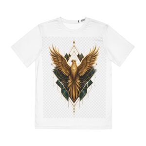 Phoenix Graphic Tee — Golden Rising Bird Geometric Men's Polyester Shirt