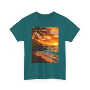 Sunset Beach T-Shirt — Tropical Palm Sunset Ocean Scene