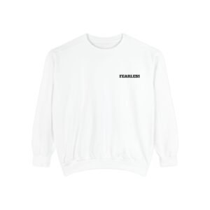 Fearless Minimalist Sweatshirt — White Crewneck with 'FEARLESS' Chest Text