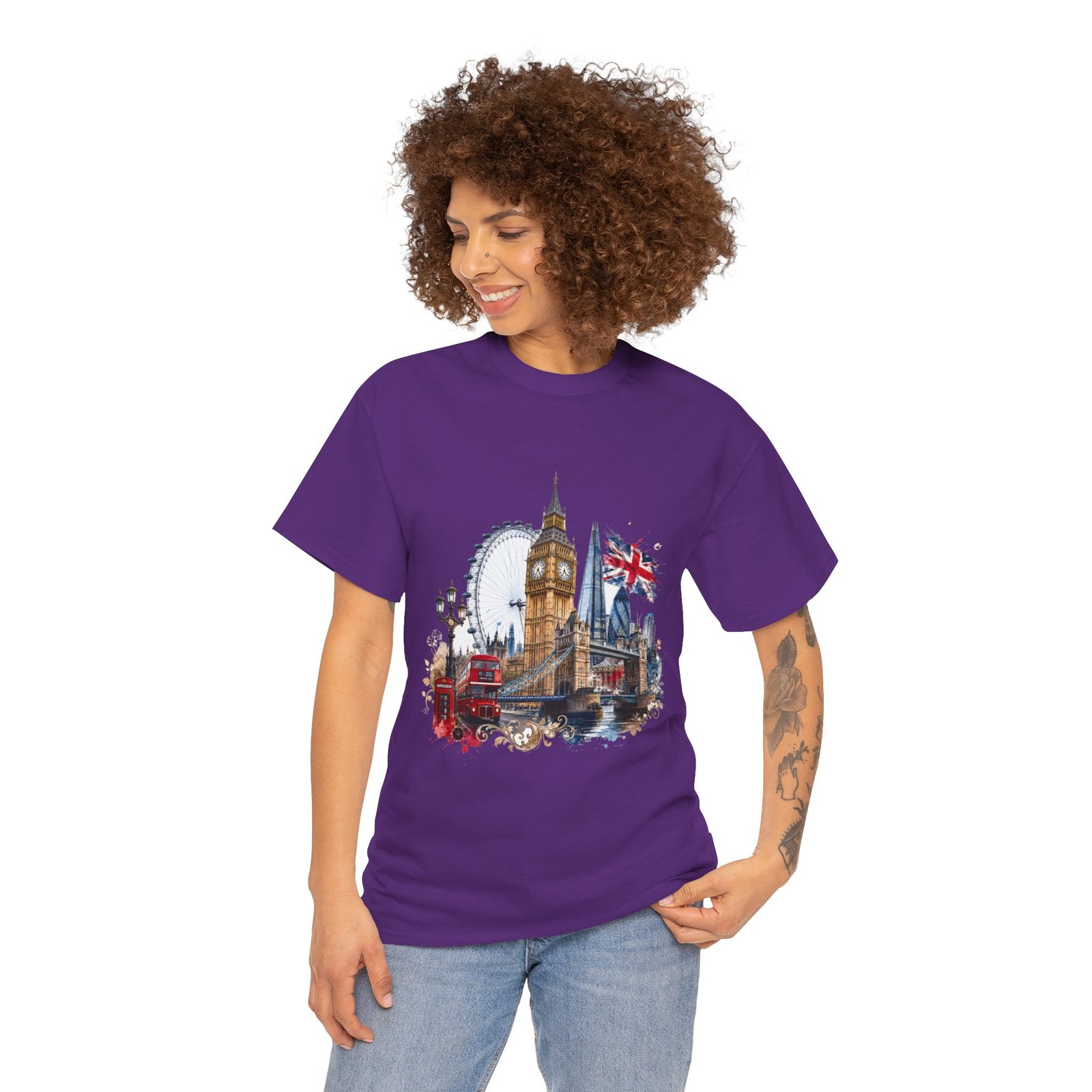 London Cityscape T‑Shirt — Big Ben, London Eye & Union Jack Graphic Tee - Image 21