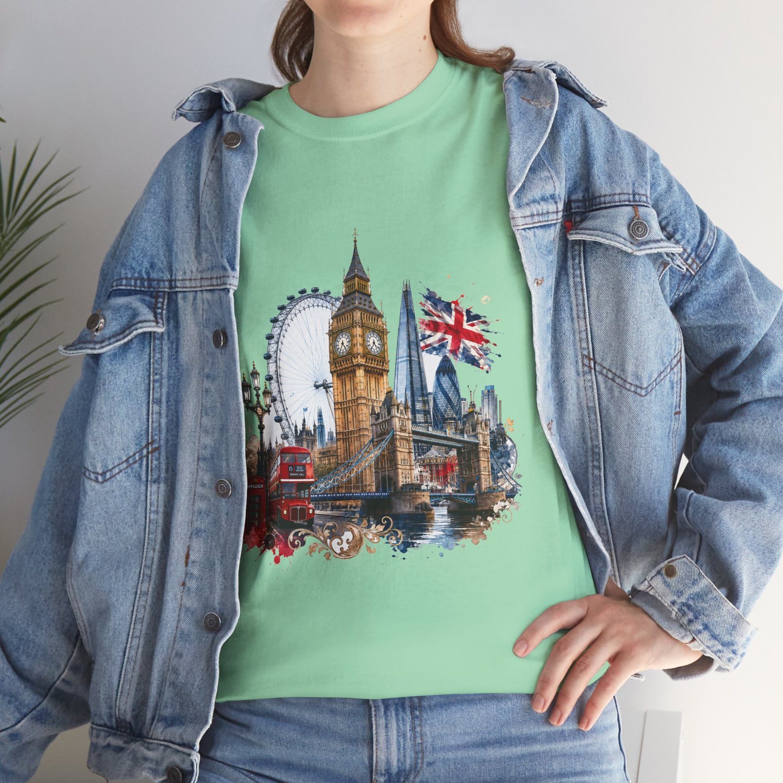 London Cityscape T‑Shirt — Big Ben, London Eye & Union Jack Graphic Tee - Image 79