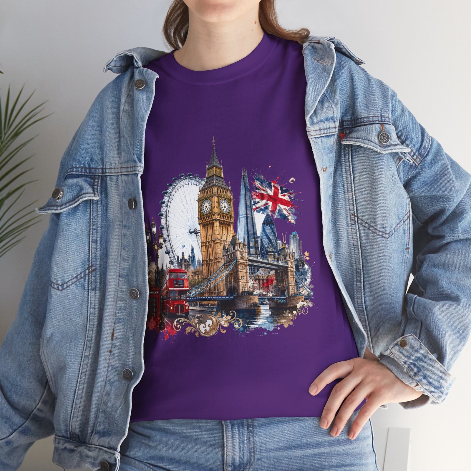 London Cityscape T‑Shirt — Big Ben, London Eye & Union Jack Graphic Tee - Image 23