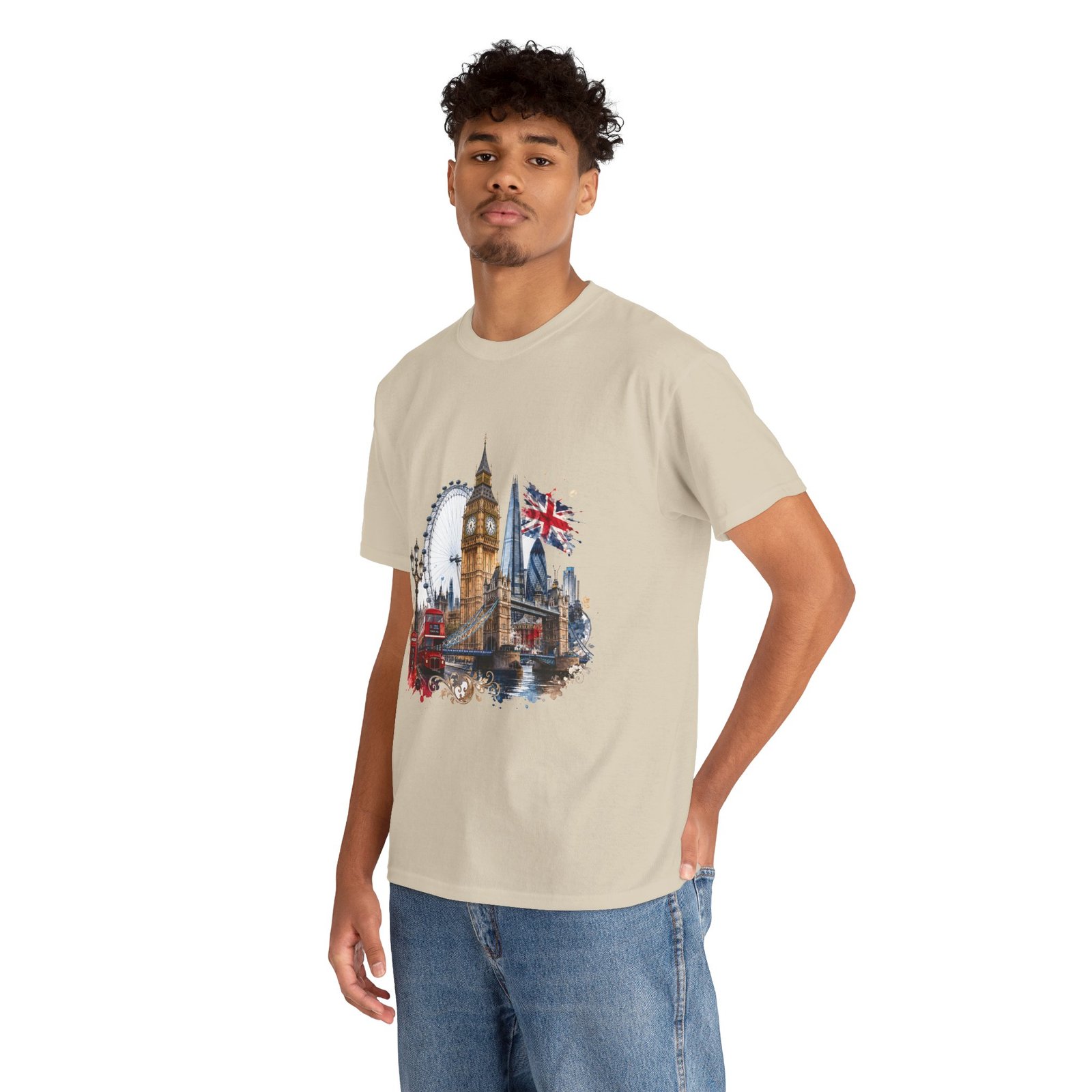 London Cityscape T‑Shirt — Big Ben, London Eye & Union Jack Graphic Tee - Image 46