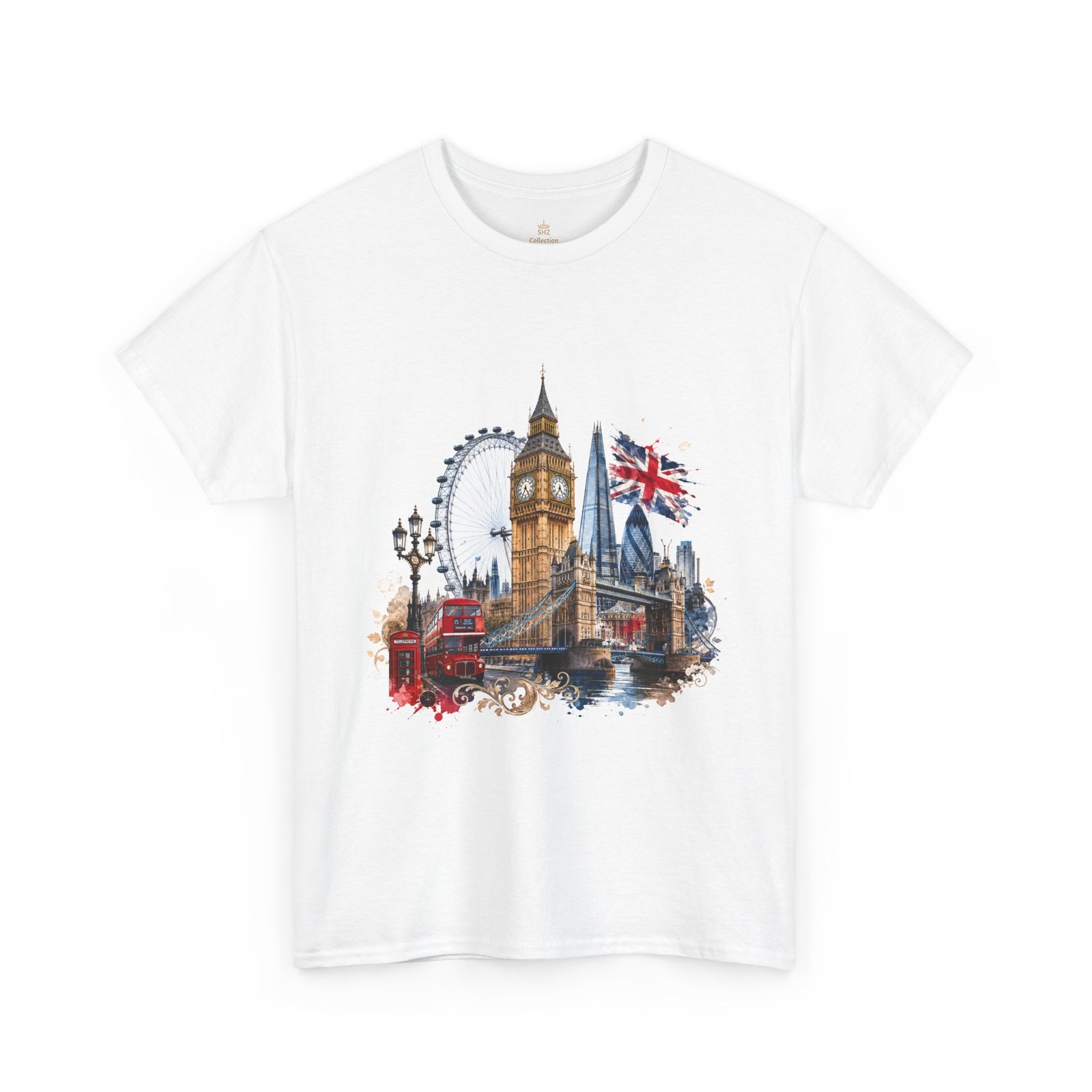 London Cityscape T‑Shirt — Big Ben, London Eye & Union Jack Graphic Tee - Image 57