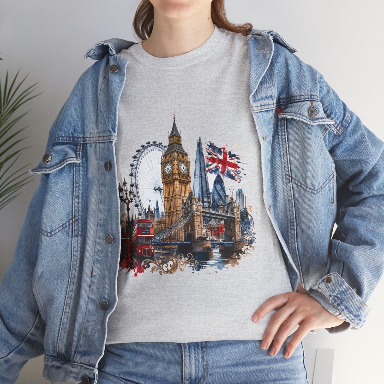 London Cityscape T‑Shirt — Big Ben, London Eye & Union Jack Graphic Tee - Image 71