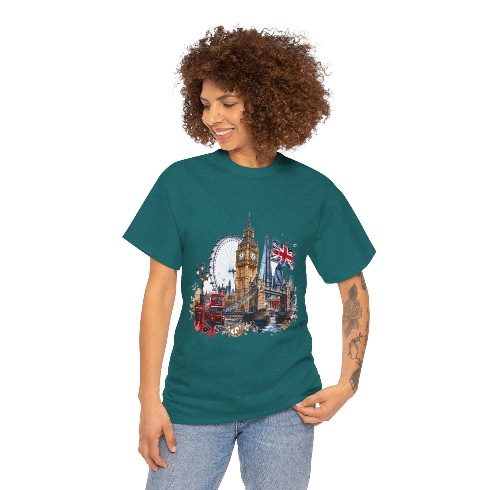 London Cityscape T‑Shirt — Big Ben, London Eye & Union Jack Graphic Tee - Image 85