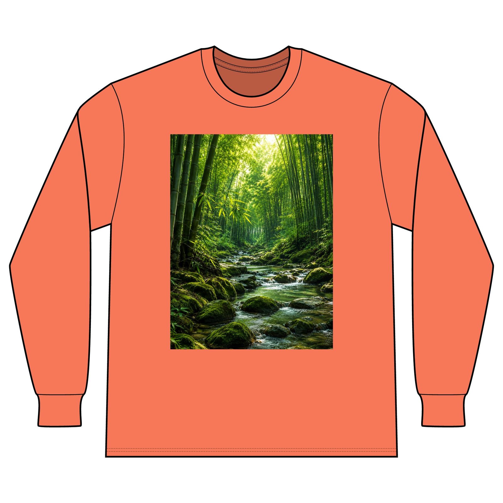 Forest Stream Long Sleeve Shirt — Tranquil Bamboo River Nature Tee - Image 3