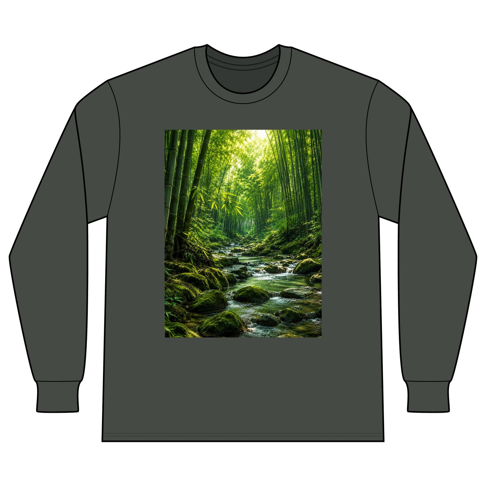Forest Stream Long Sleeve Shirt — Tranquil Bamboo River Nature Tee - Image 23