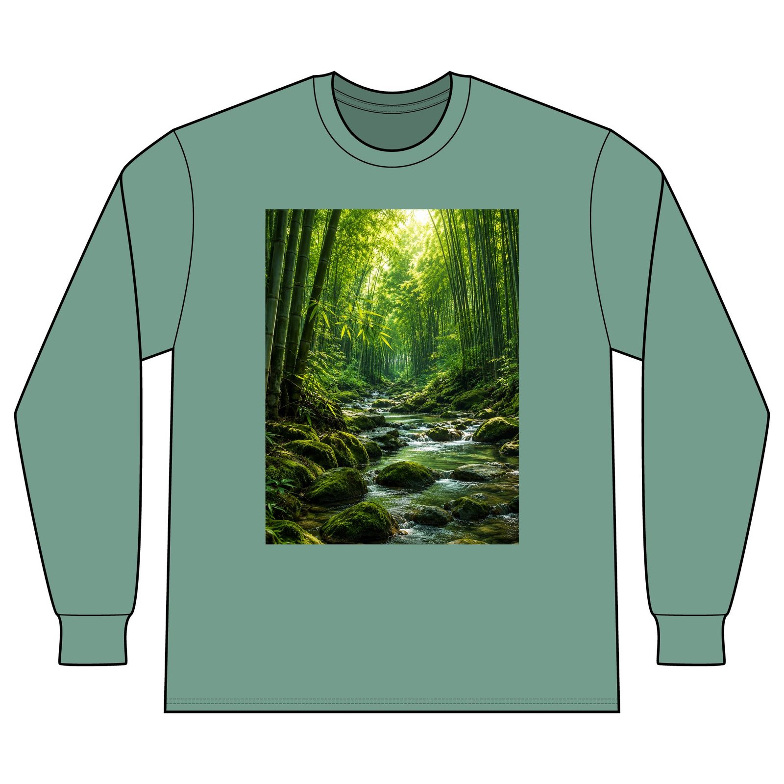 Forest Stream Long Sleeve Shirt — Tranquil Bamboo River Nature Tee - Image 5