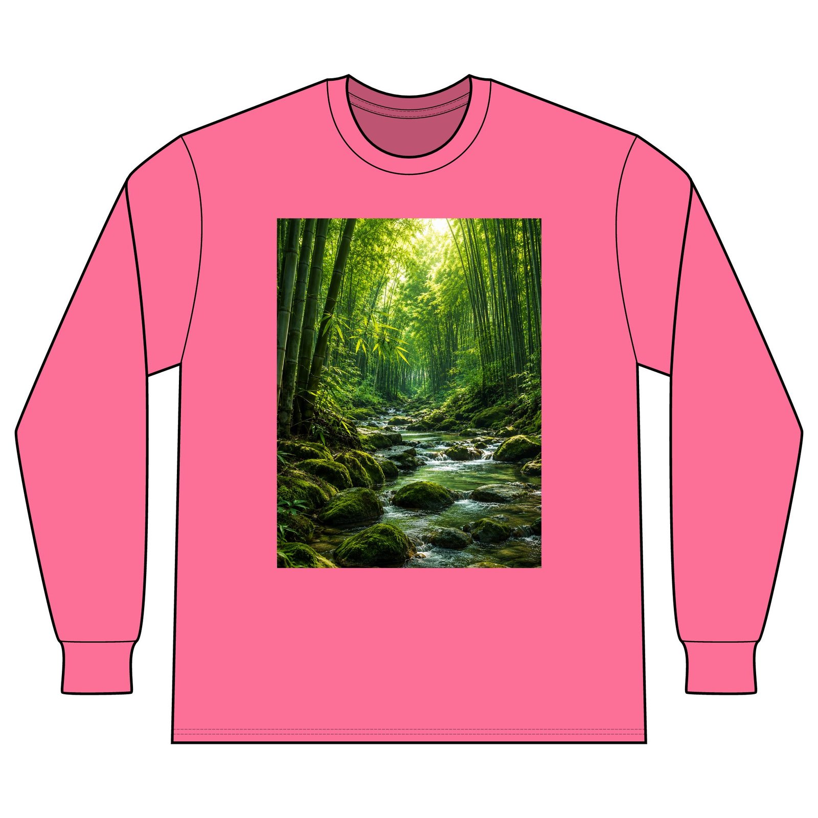 Forest Stream Long Sleeve Shirt — Tranquil Bamboo River Nature Tee - Image 19
