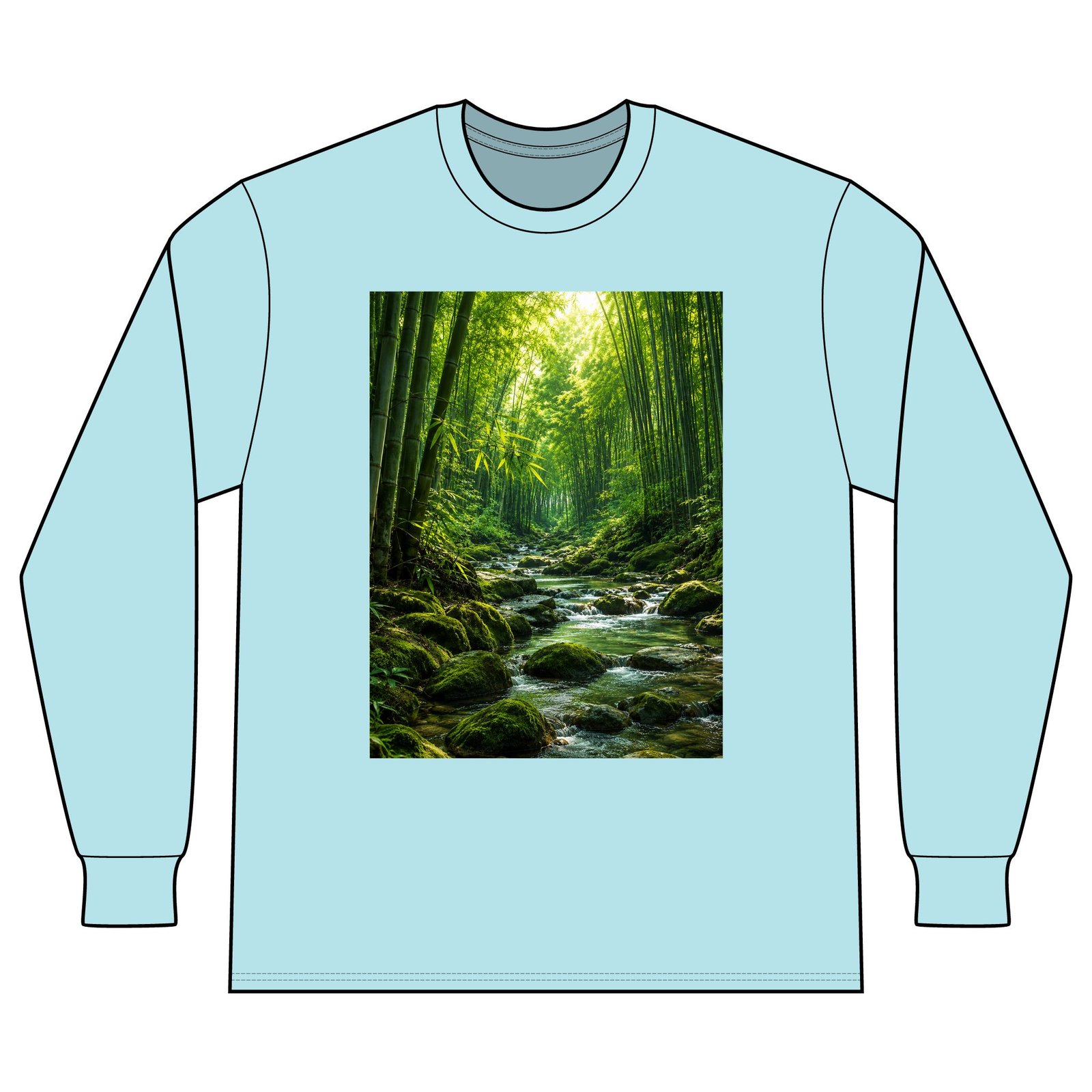 Forest Stream Long Sleeve Shirt — Tranquil Bamboo River Nature Tee