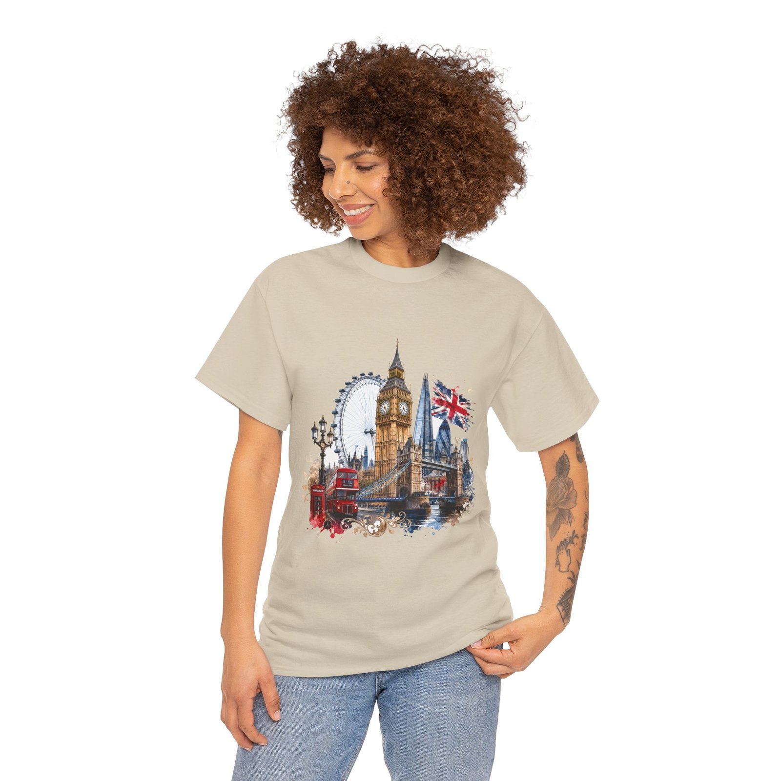 London Cityscape T‑Shirt — Big Ben, London Eye & Union Jack Graphic Tee - Image 45