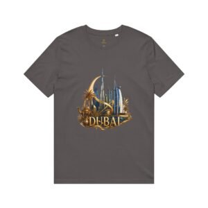 Dubai Skyline Graphic T-Shirt — Gold Palm Desert Souvenir Tee