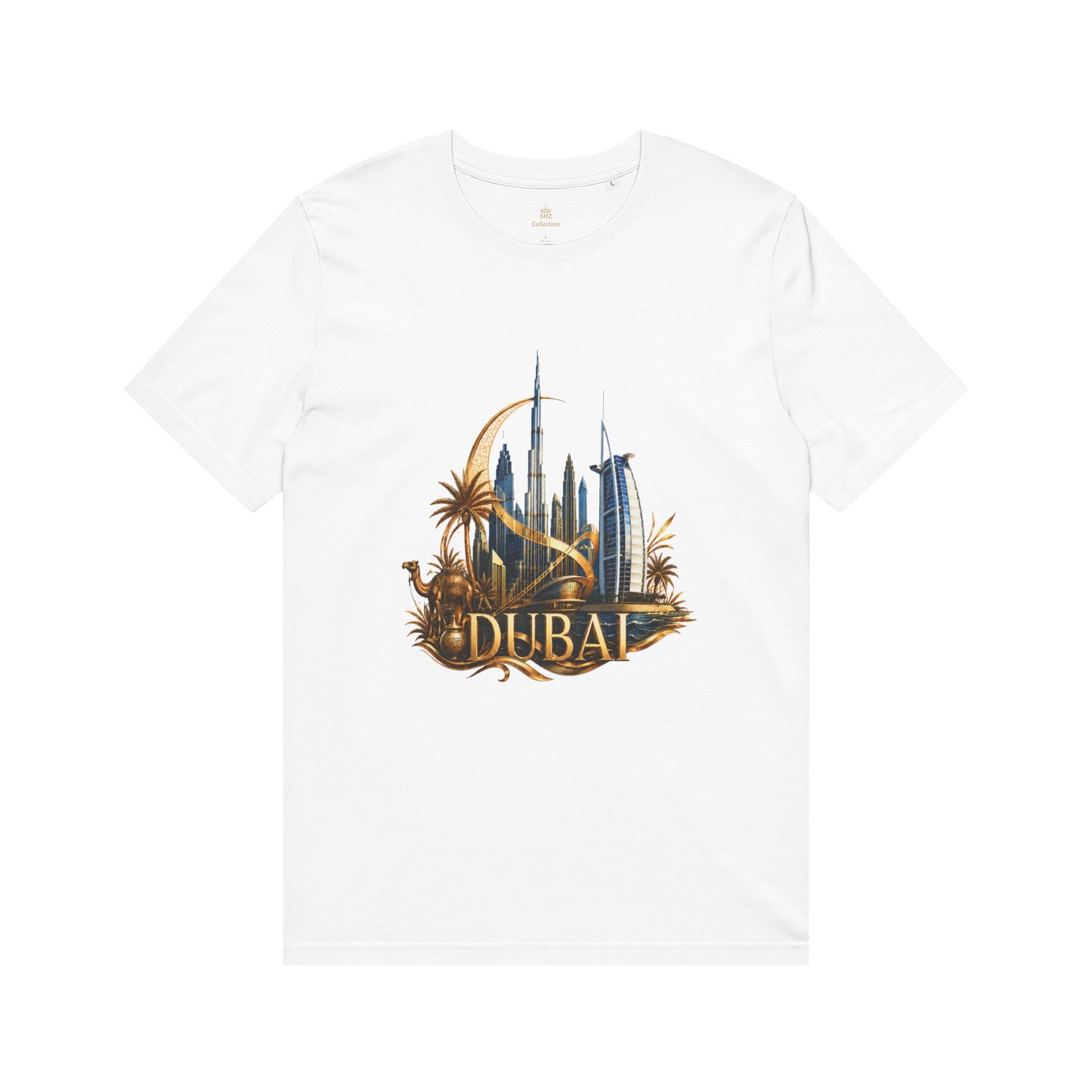 Dubai Skyline Graphic T-Shirt — Gold Palm Desert Souvenir Tee - Image 13