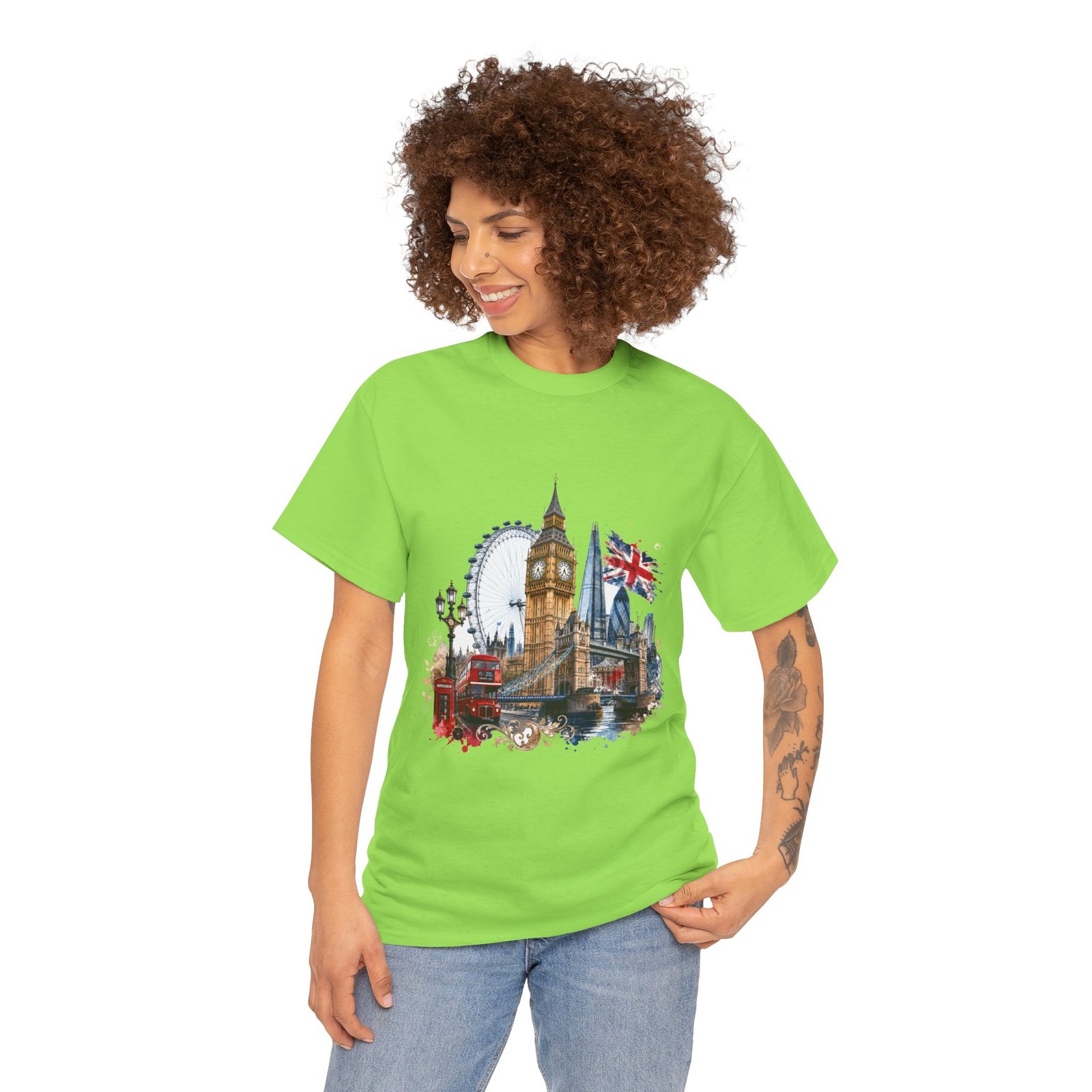 London Cityscape T‑Shirt — Big Ben, London Eye & Union Jack Graphic Tee - Image 101