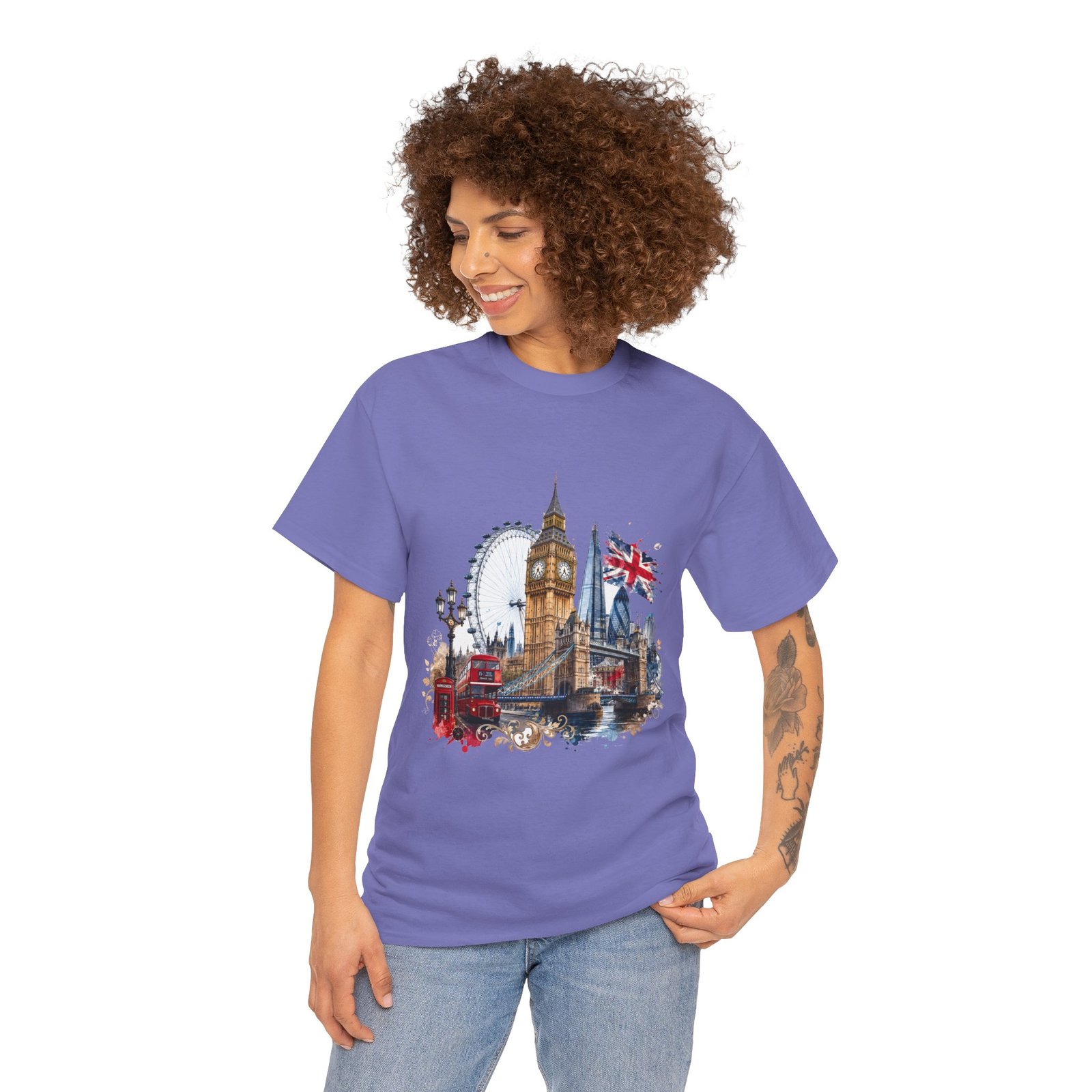 London Cityscape T‑Shirt — Big Ben, London Eye & Union Jack Graphic Tee - Image 93