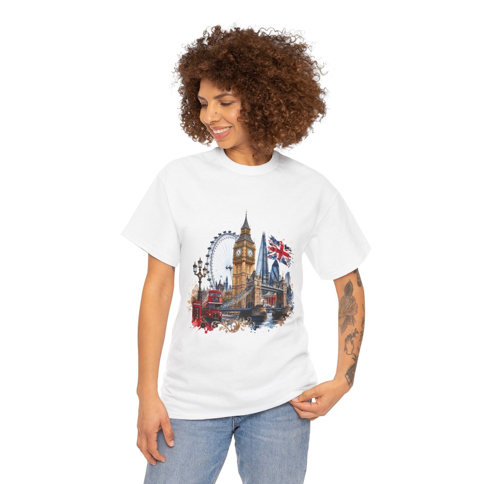 London Cityscape T‑Shirt — Big Ben, London Eye & Union Jack Graphic Tee - Image 61
