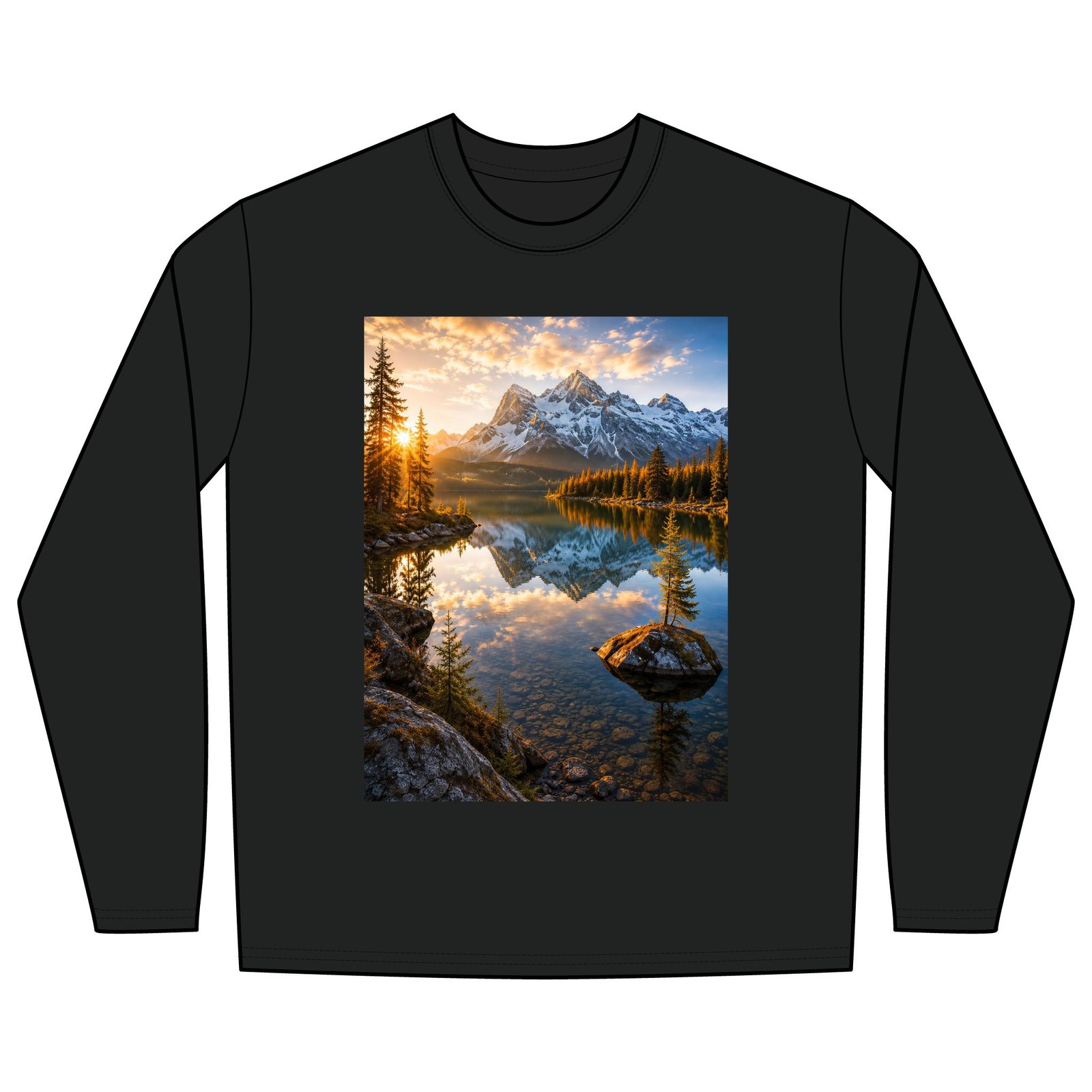 Sunrise Mountain Lake Long Sleeve Tee - Image 3