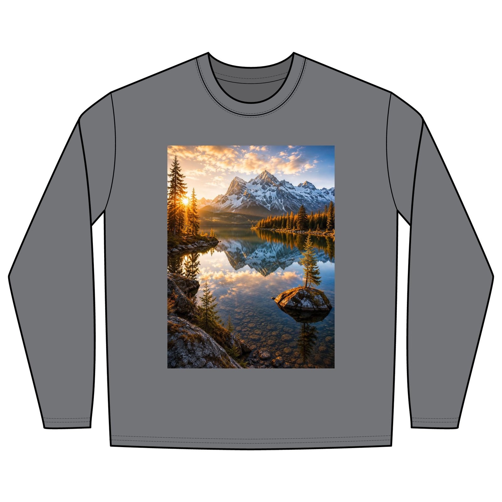 Sunrise Mountain Lake Long Sleeve Tee - Image 7