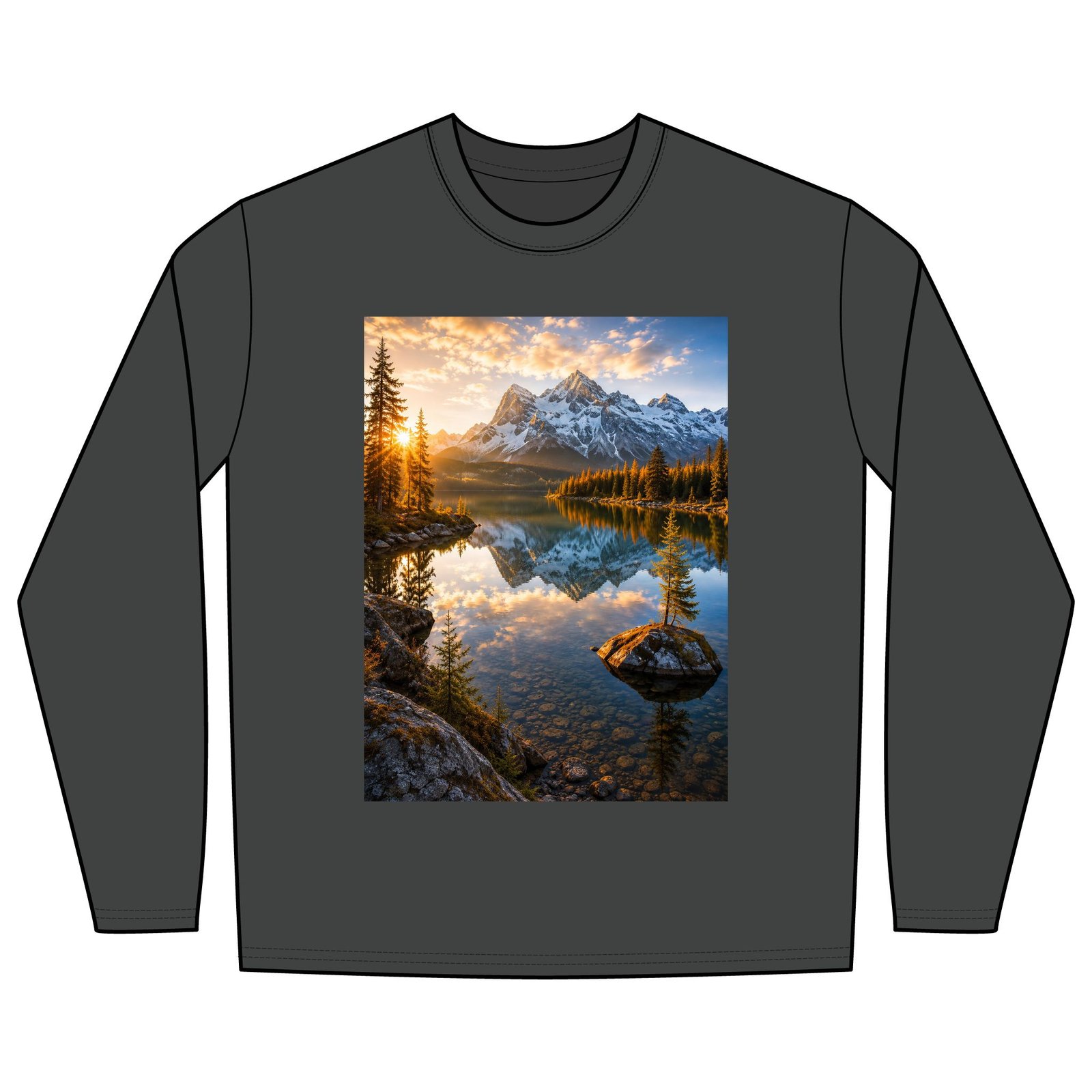 Sunrise Mountain Lake Long Sleeve Tee - Image 9