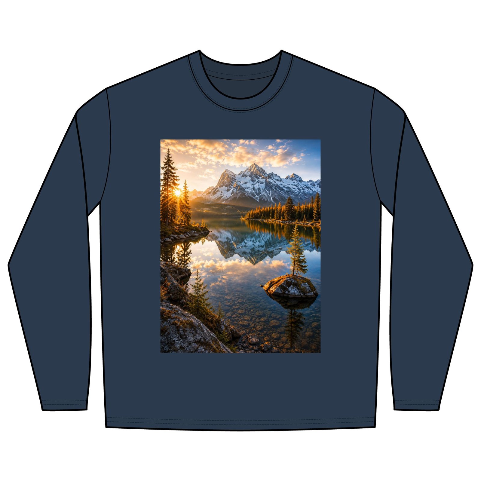 Sunrise Mountain Lake Long Sleeve Tee - Image 11