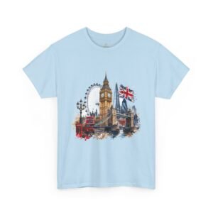 London Cityscape T‑Shirt — Big Ben, London Eye & Union Jack Graphic Tee