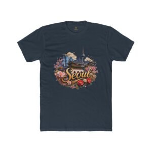 Seoul Vintage Travel T‑Shirt — Retro Seoul Skyline & Cherry Blossoms Tee