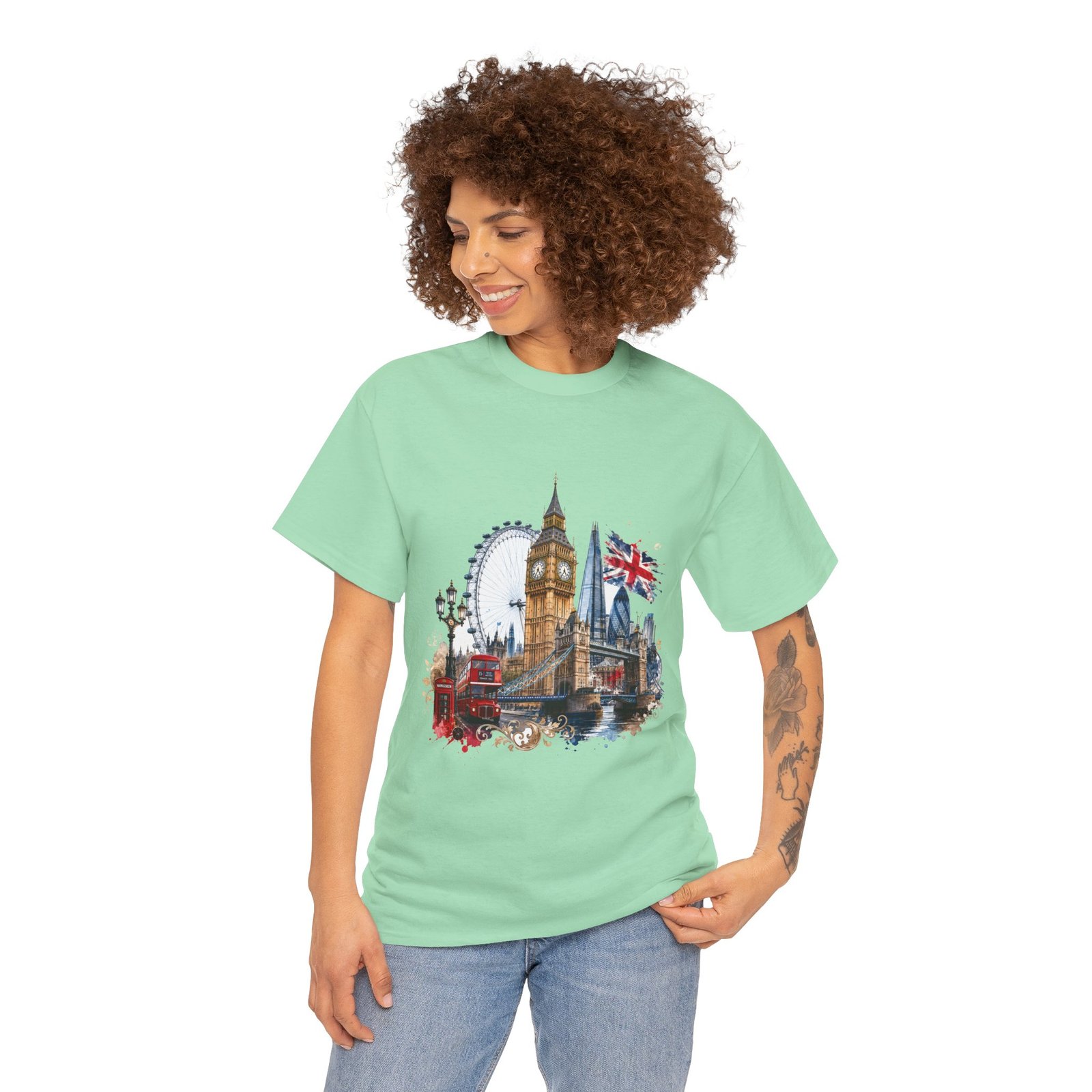 London Cityscape T‑Shirt — Big Ben, London Eye & Union Jack Graphic Tee - Image 77