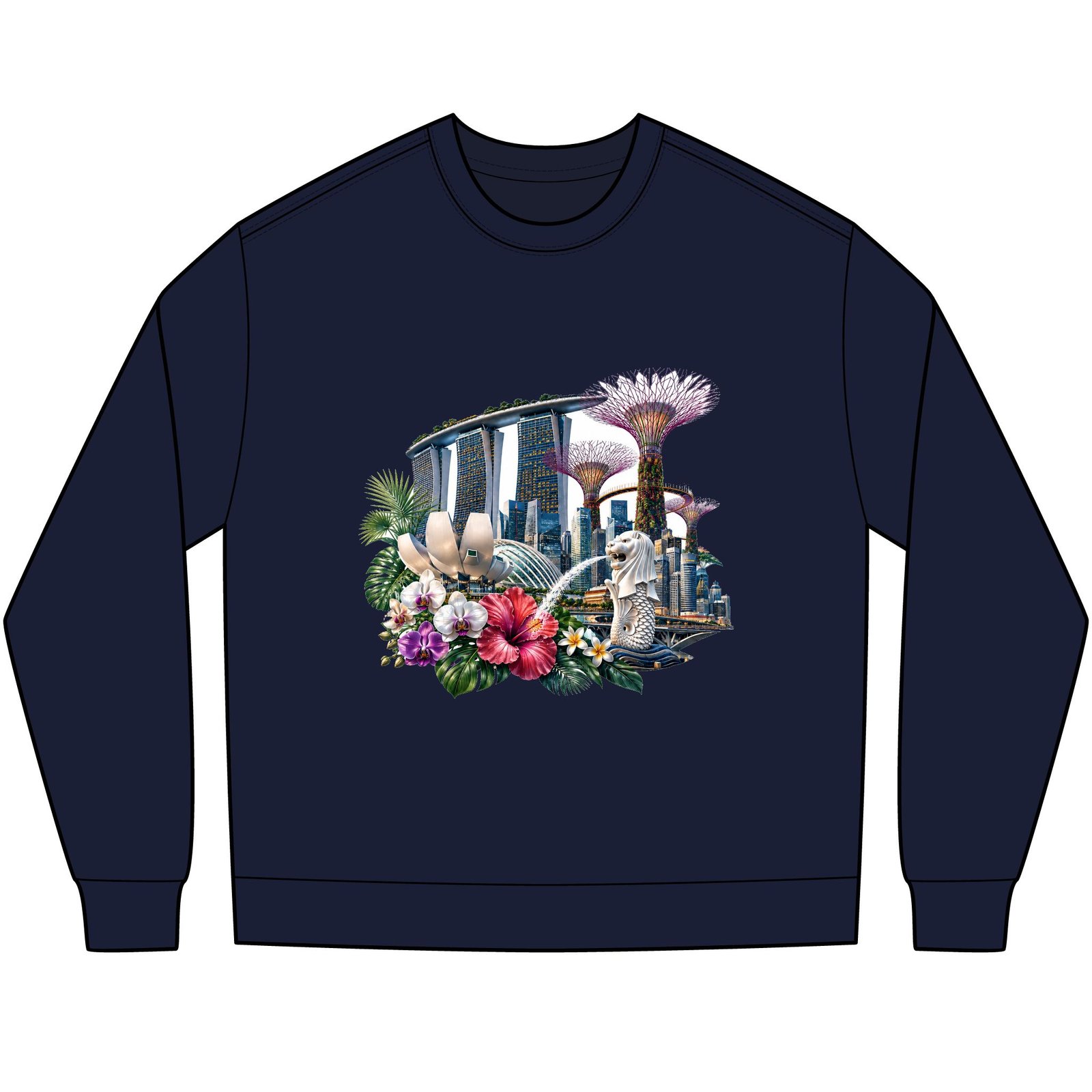 Singapore Skyline Floral Long Sleeve Tee - Image 7