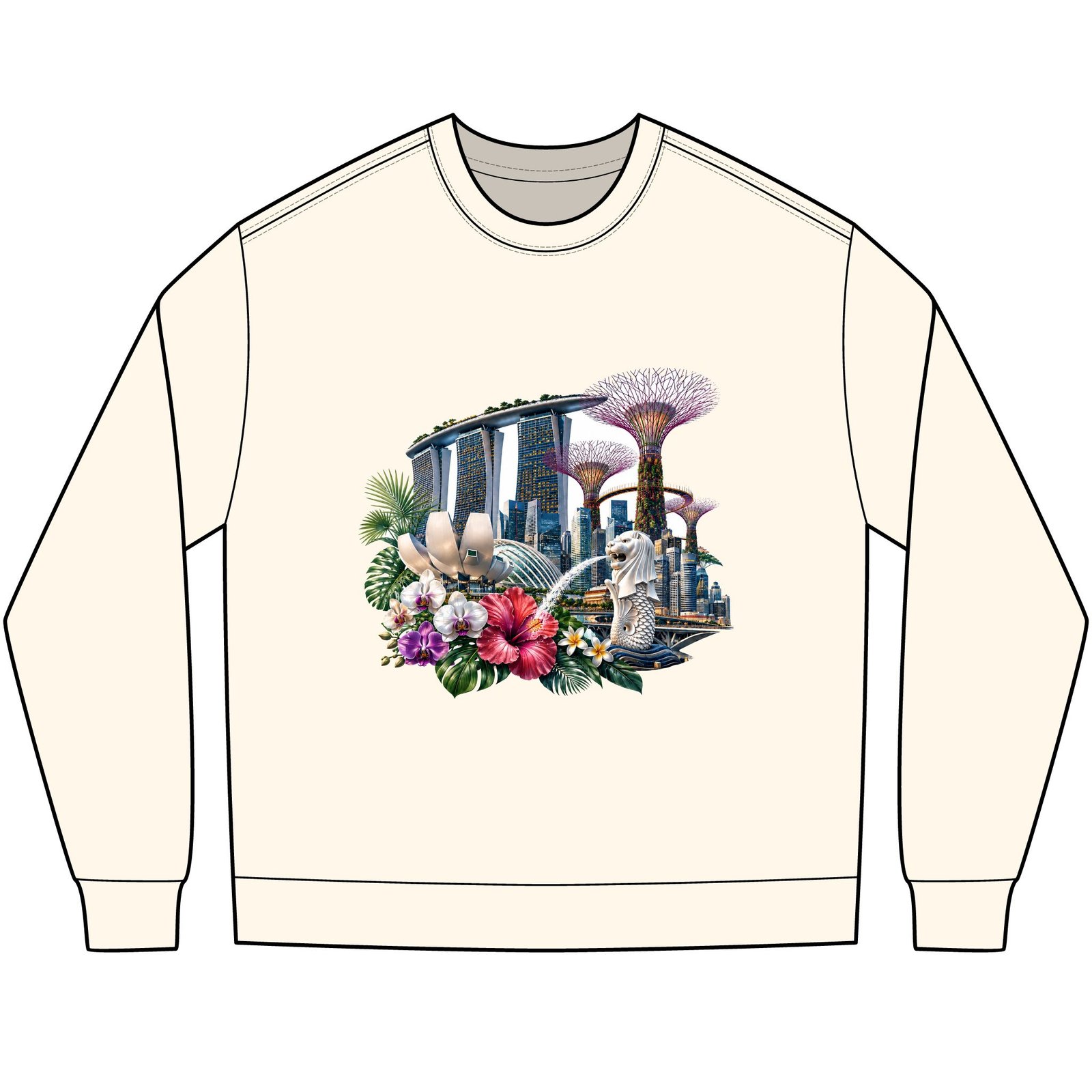 Singapore Skyline Floral Long Sleeve Tee - Image 9