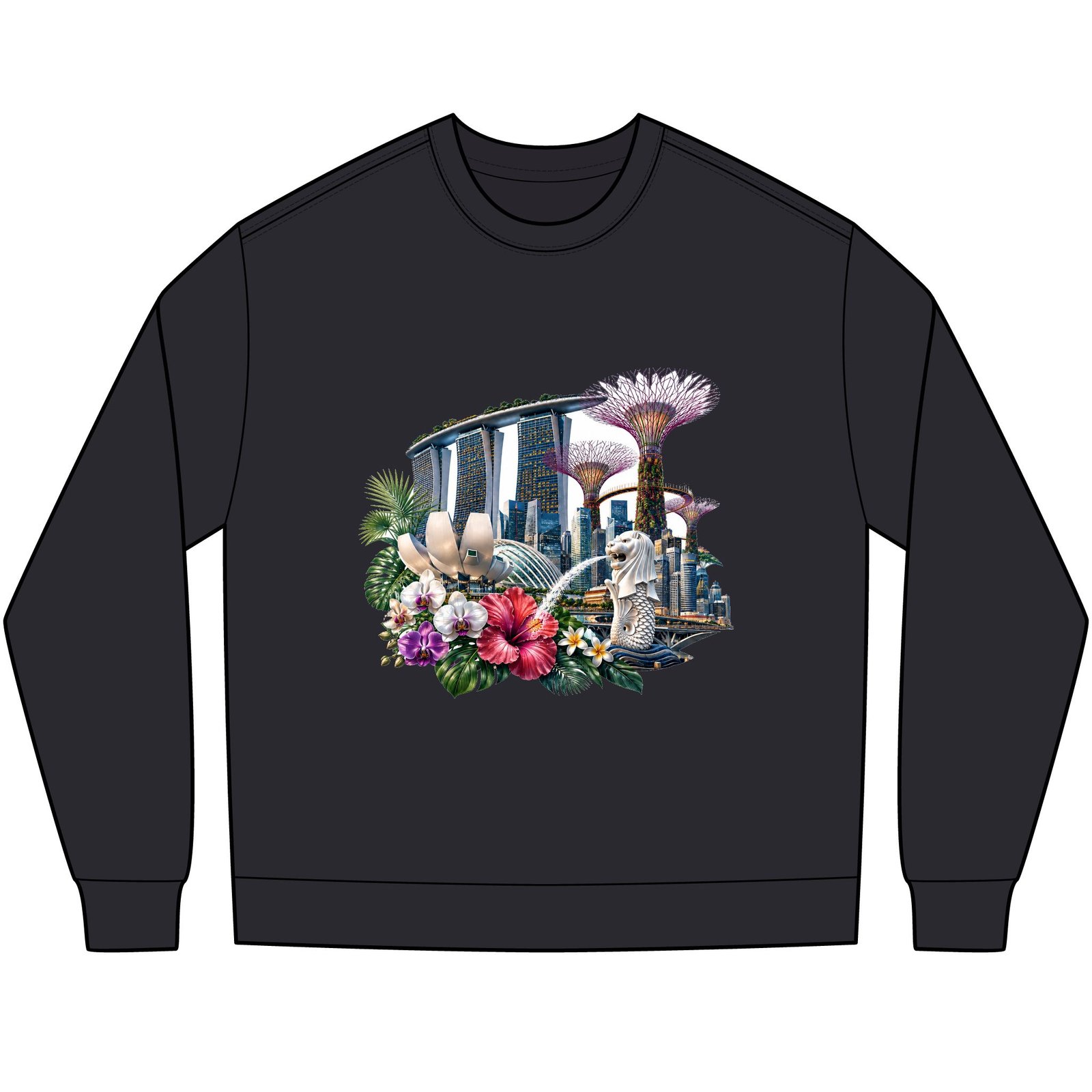 Singapore Skyline Floral Long Sleeve Tee - Image 11