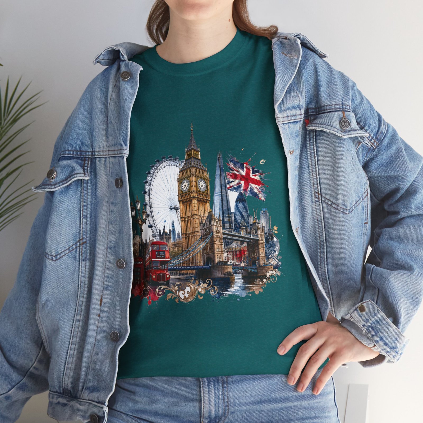 London Cityscape T‑Shirt — Big Ben, London Eye & Union Jack Graphic Tee - Image 87