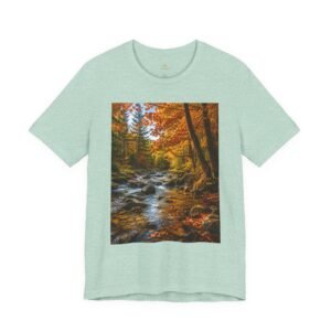 Autumn Forest Stream Tee — Fall Nature Scenic T‑Shirt