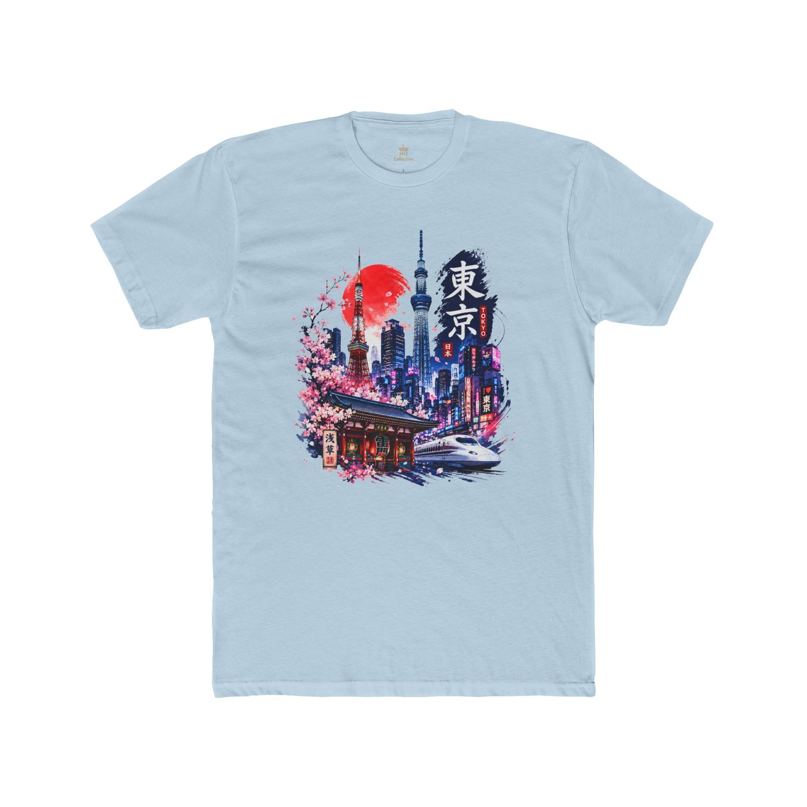 Tokyo Skyline T-Shirt – Cherry Blossoms, Shinkansen & Red Sun Graphic Tee - Image 28