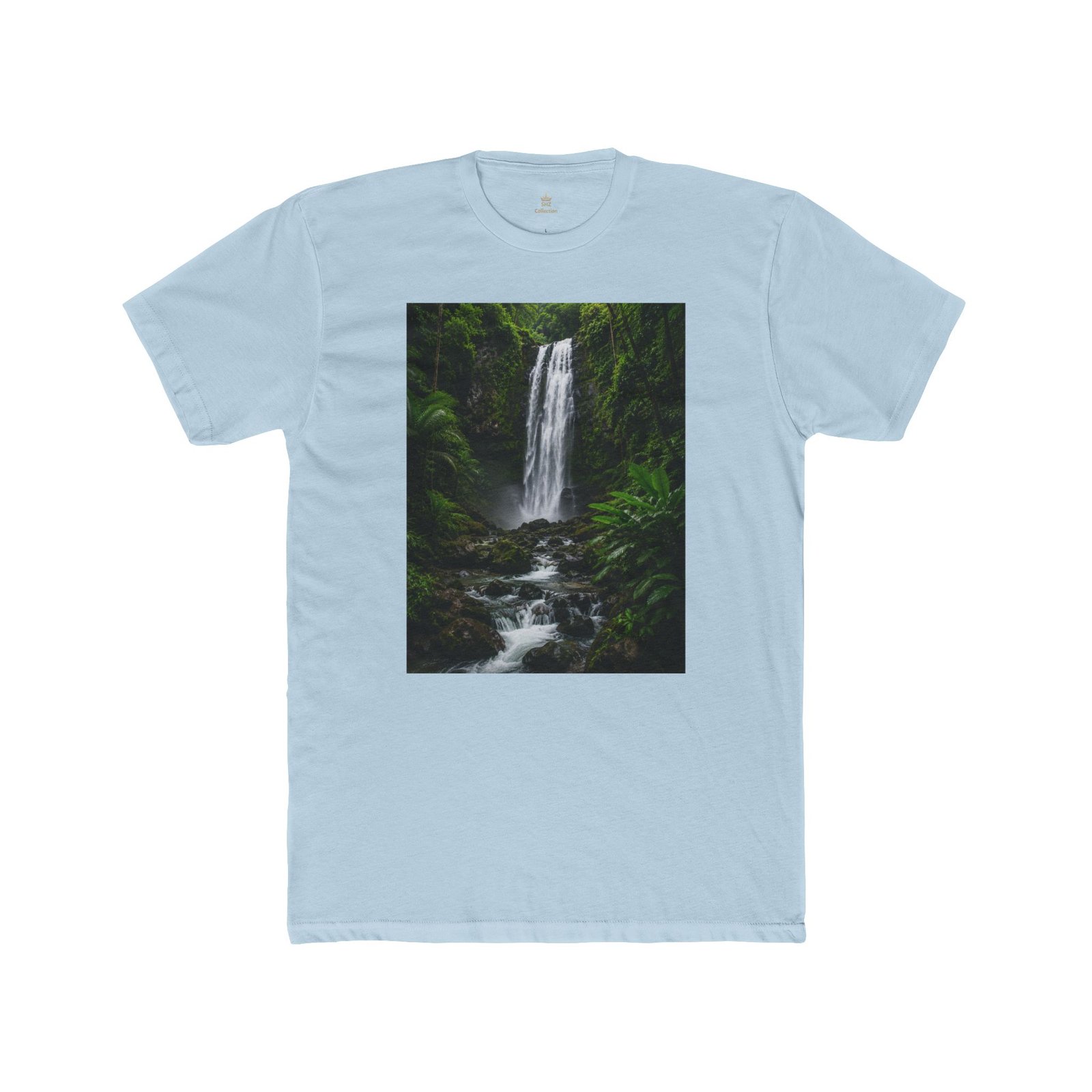 Waterfall Photo T‑Shirt — Forest Cascade Nature Tee