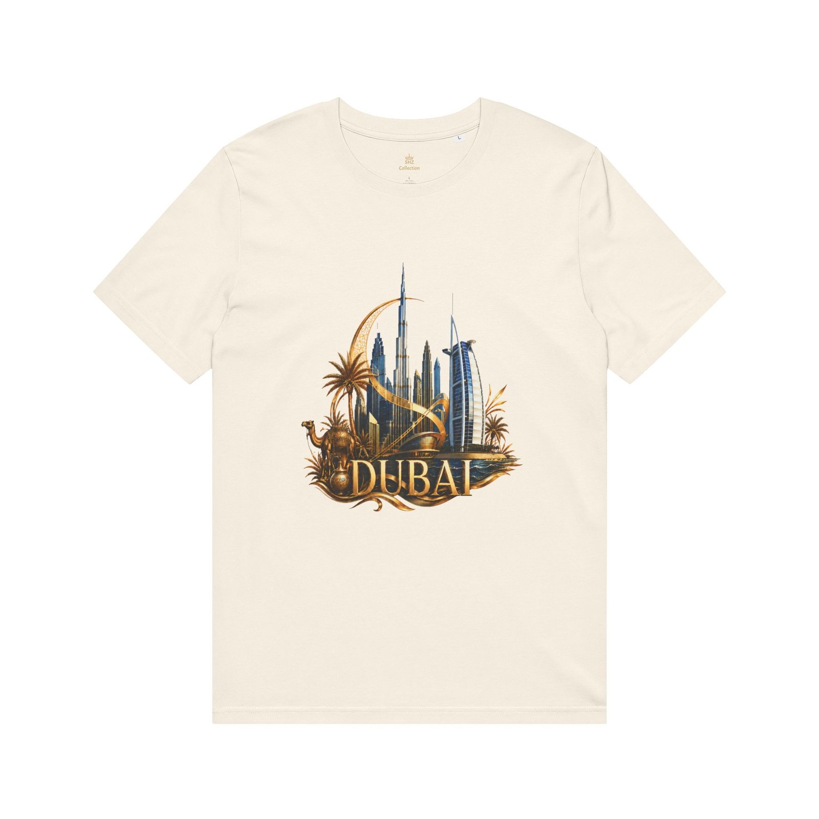 Dubai Skyline Graphic T-Shirt — Gold Palm Desert Souvenir Tee - Image 11