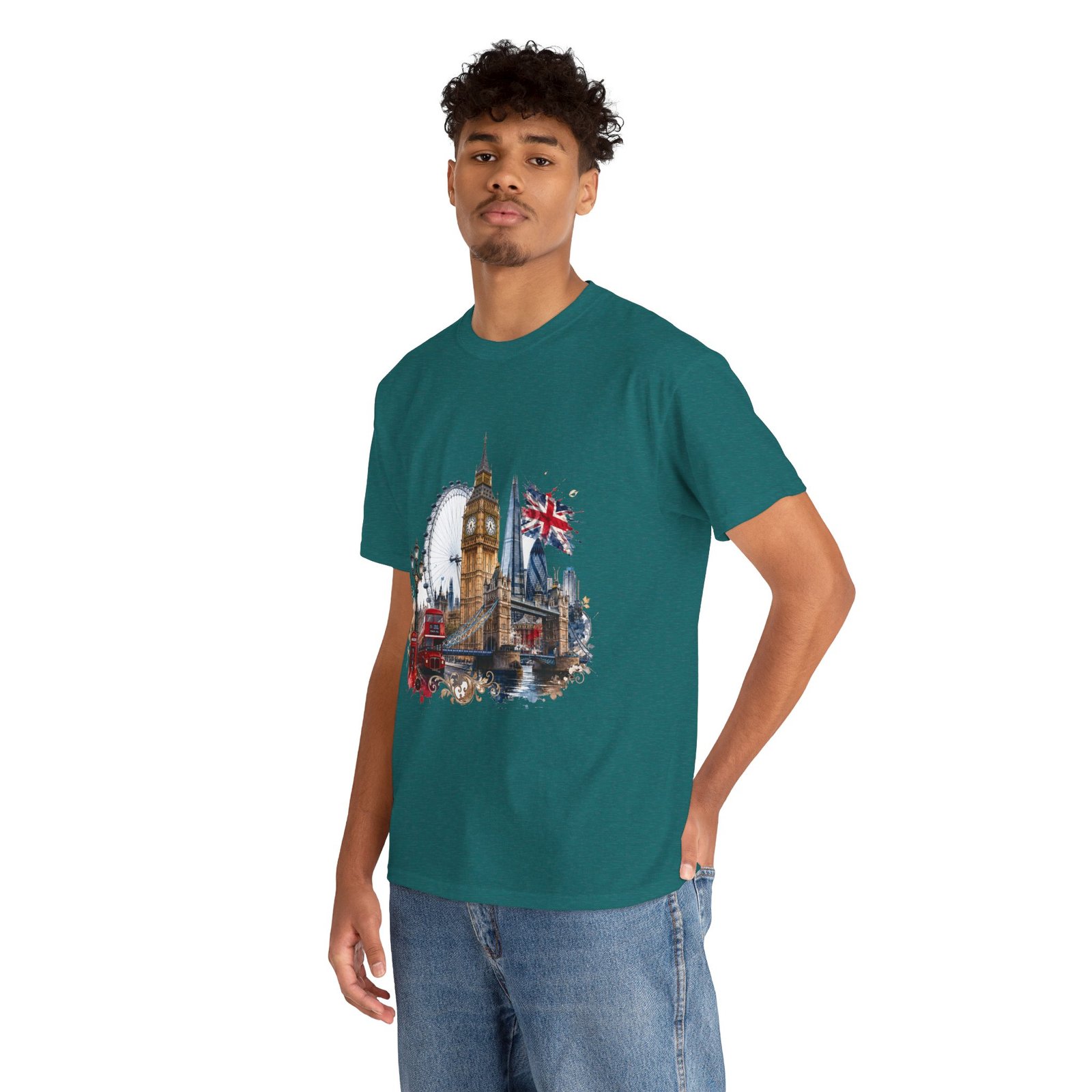 London Cityscape T‑Shirt — Big Ben, London Eye & Union Jack Graphic Tee - Image 86