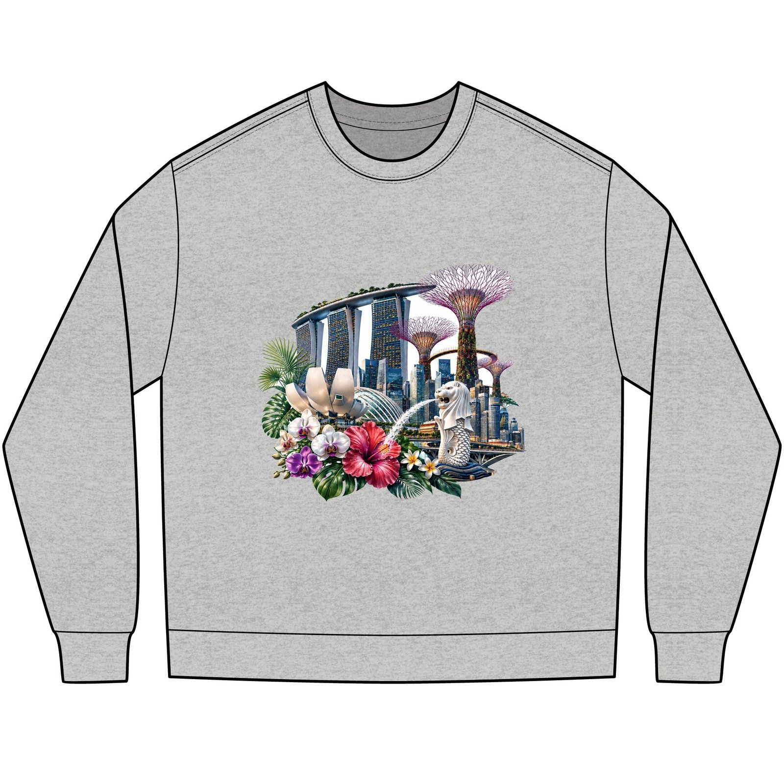 Singapore Skyline Floral Long Sleeve Tee - Image 5