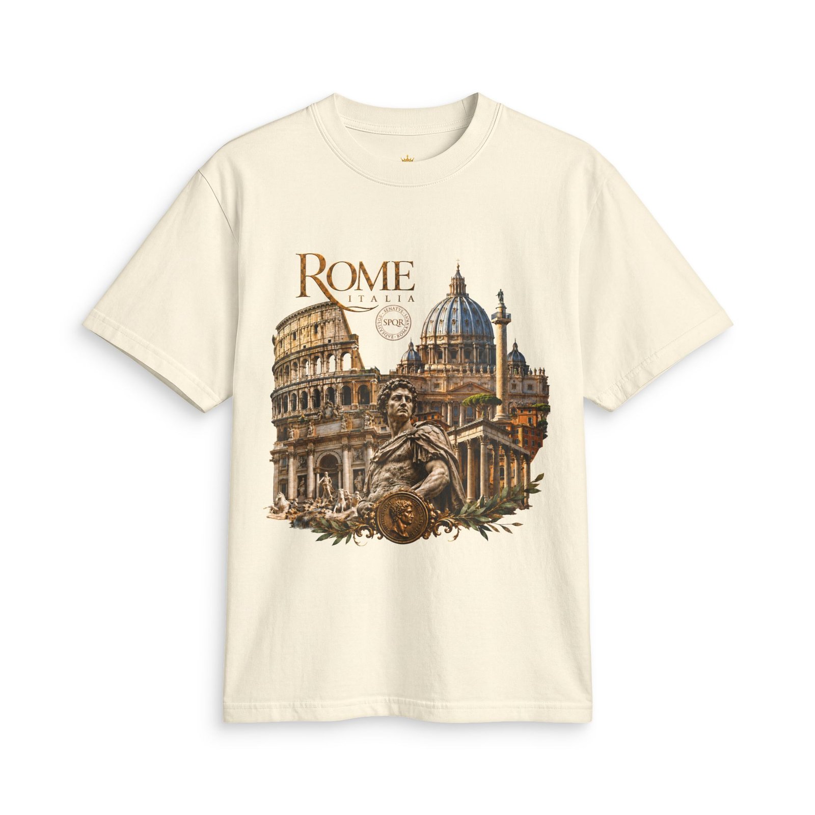 Rome Italy Vintage Architecture T-Shirt — Colosseum & St. Peter’s Basilica Travel Tee