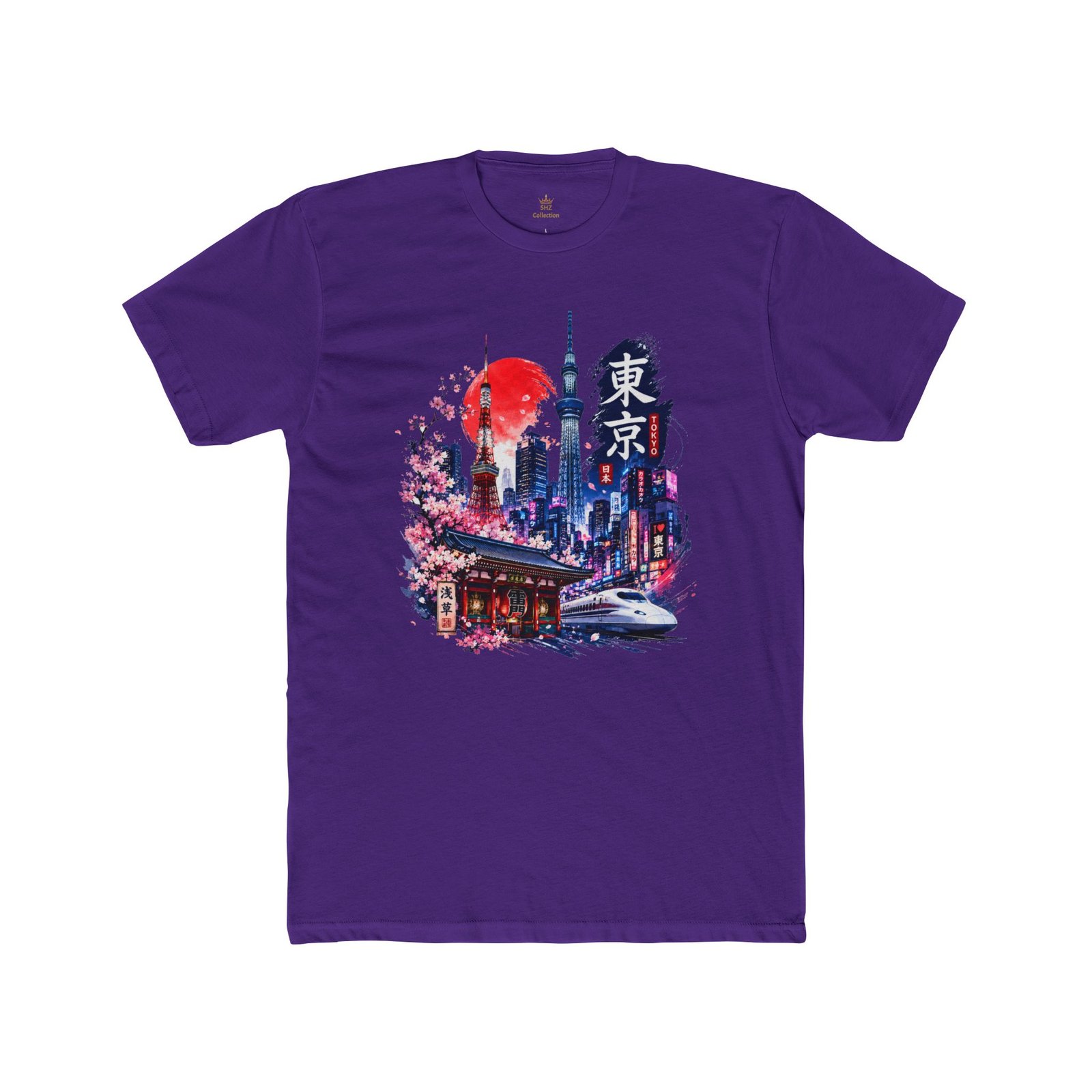 Tokyo Skyline T-Shirt – Cherry Blossoms, Shinkansen & Red Sun Graphic Tee - Image 16