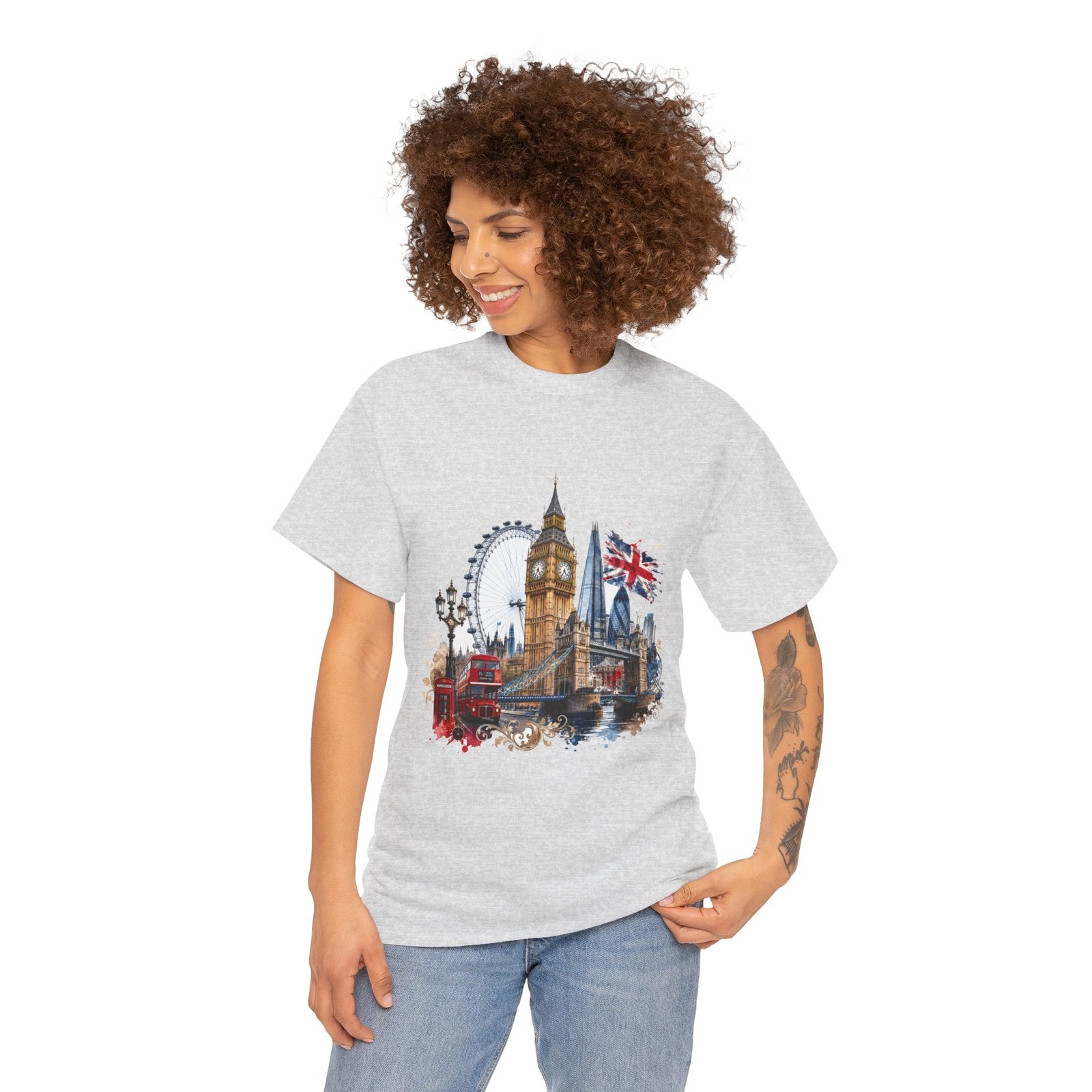 London Cityscape T‑Shirt — Big Ben, London Eye & Union Jack Graphic Tee - Image 69