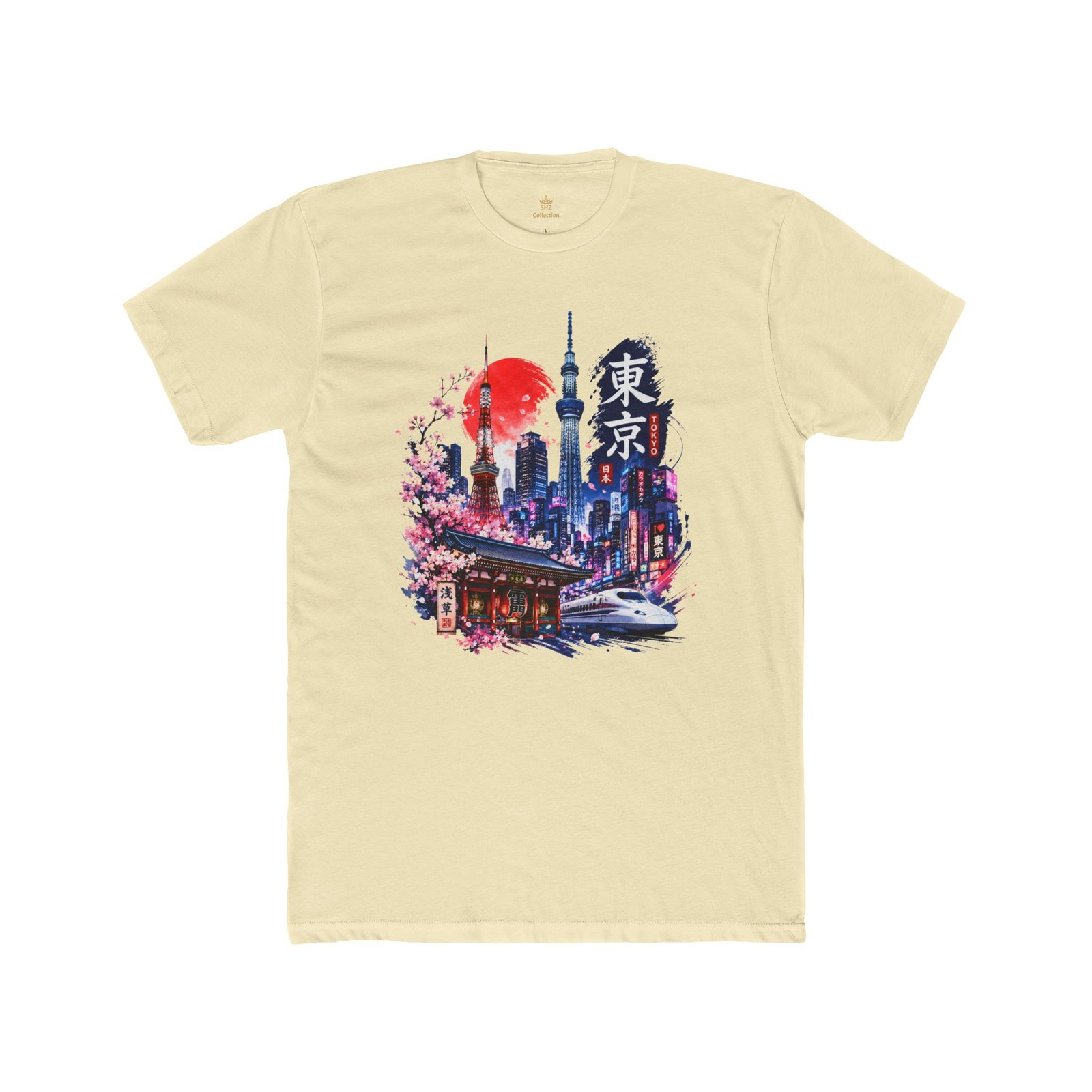 Tokyo Skyline T-Shirt – Cherry Blossoms, Shinkansen & Red Sun Graphic Tee - Image 19