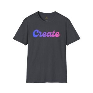 Create Graphic T-Shirt — Retro Gradient ‘Create’ Logo for Artists & Makers