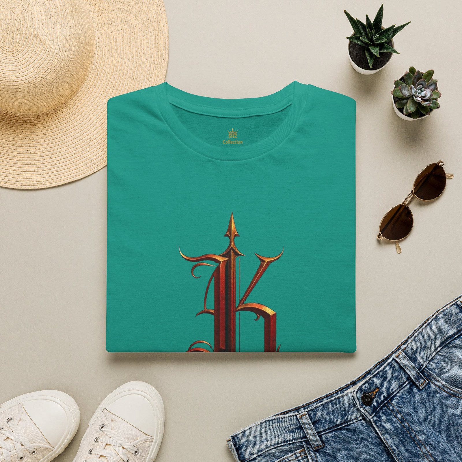Gothic Letter K T-Shirt — Vintage Dark Monogram Tee - Image 52