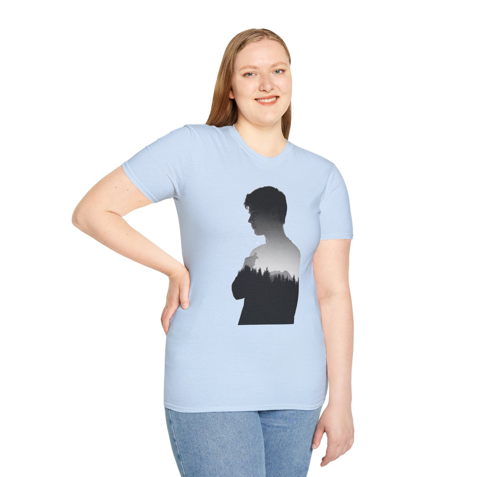 Silhouette Forest T-Shirt — Double Exposure Portrait Tee for Nature Lovers - Image 54