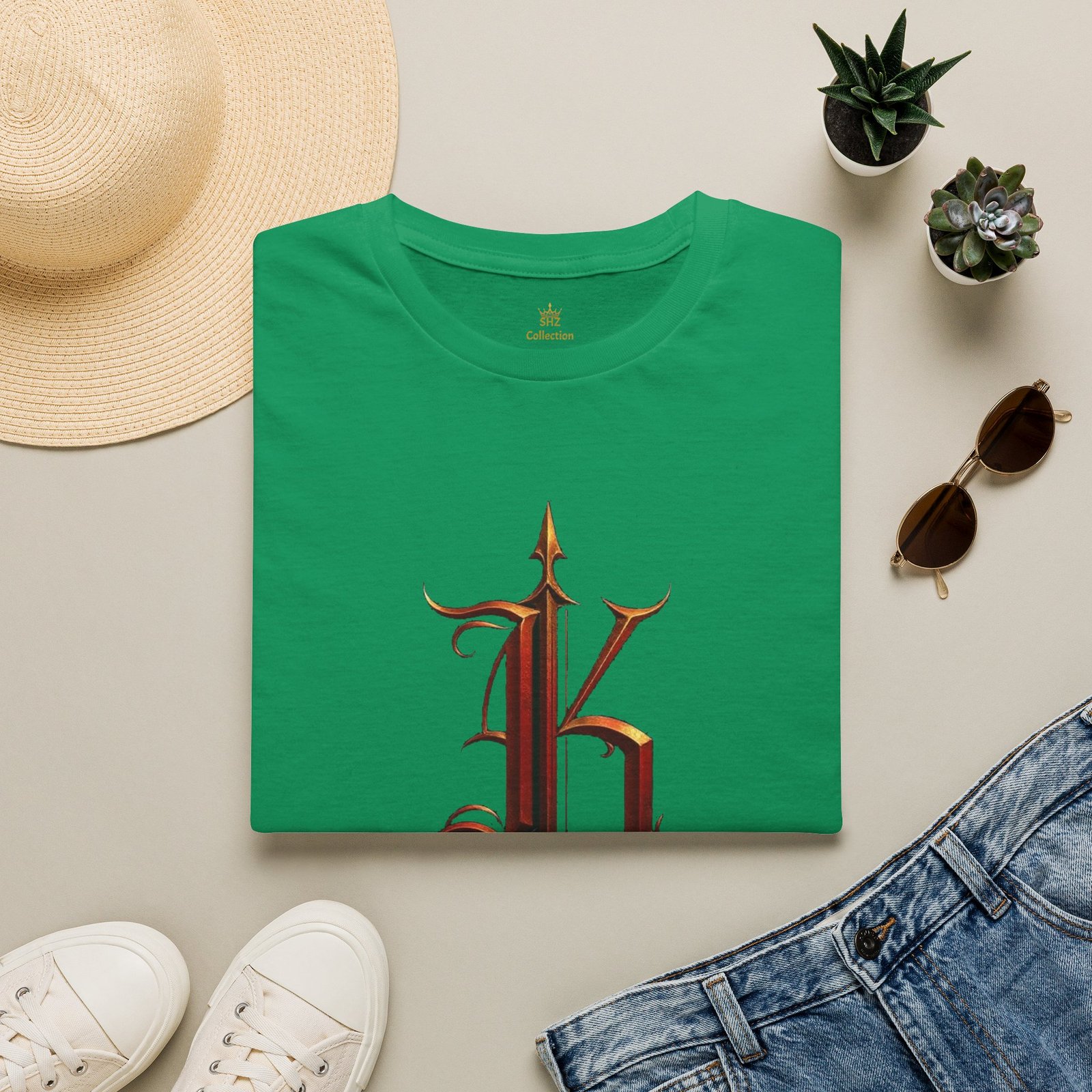 Gothic Letter K T-Shirt — Vintage Dark Monogram Tee - Image 44