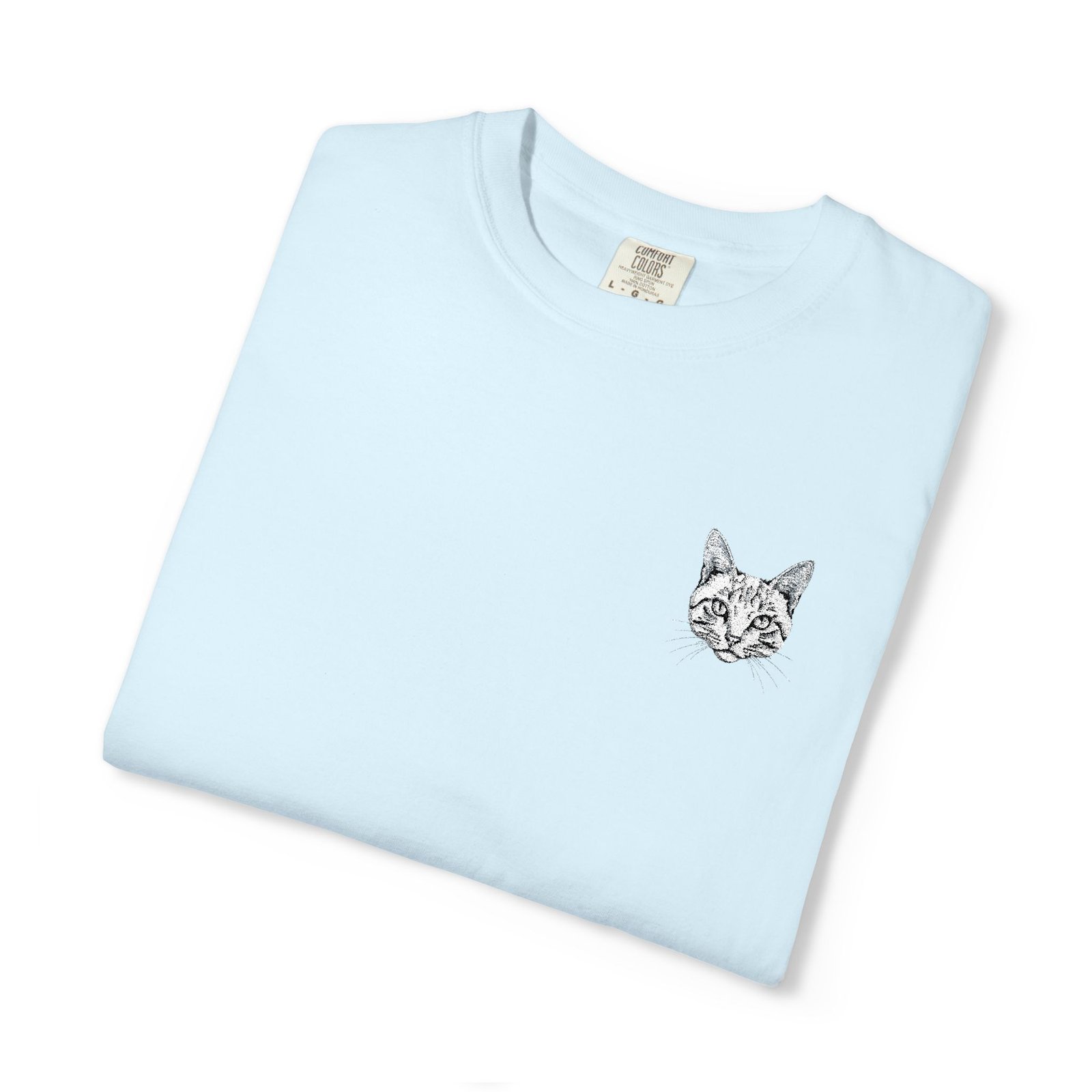 Minimal Cat Pocket T-Shirt — Cute White Graphic Tee - Image 45