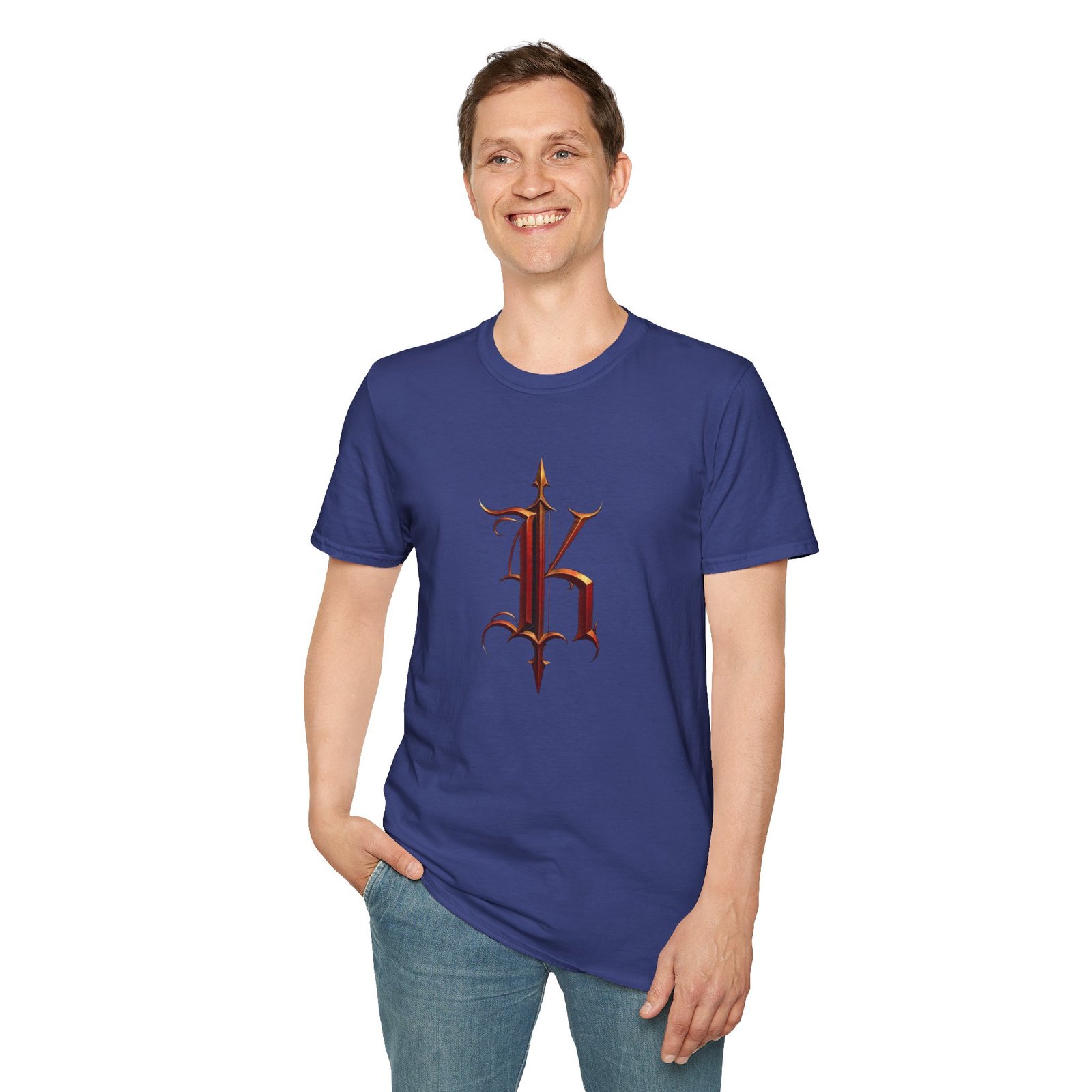 Gothic Letter K T-Shirt — Vintage Dark Monogram Tee - Image 71