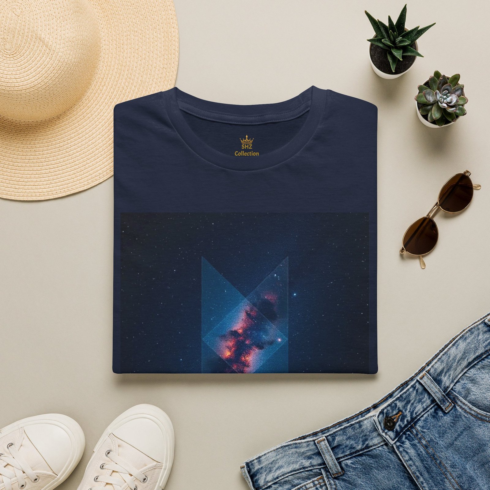 Galaxy Triangle Graphic T-Shirt — Cosmic Nebula Print - Image 88